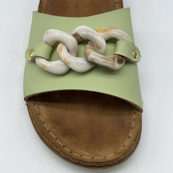Inblu - Mint Green With Seashell Stone Chain Slip On Sandals Size 39 - Picture 4 of 13
